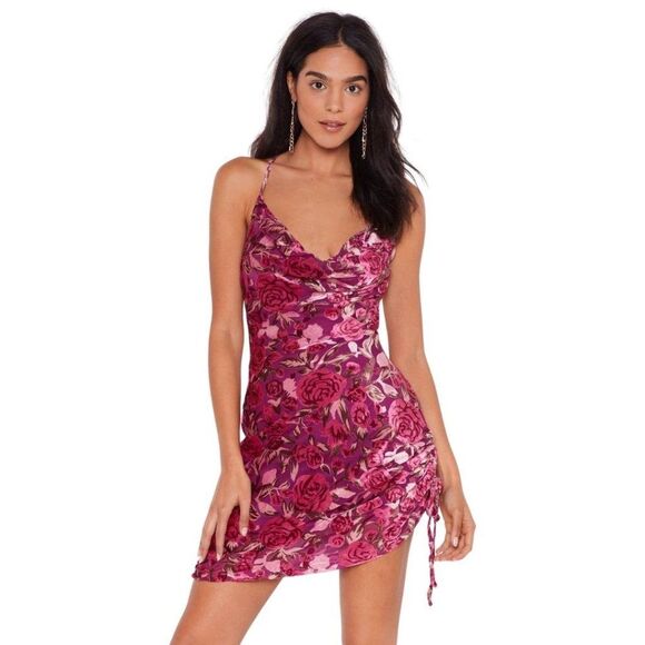 NASTY GAL Whats Growin Down Velvet BurnOut Dress 0 - Picture 4 of 13
